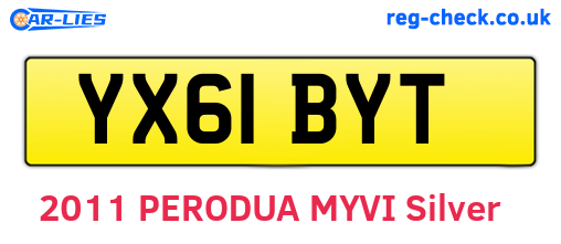 YX61BYT are the vehicle registration plates.