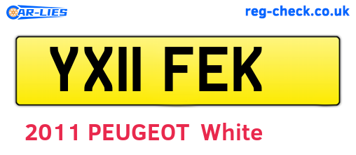 YX11FEK are the vehicle registration plates.