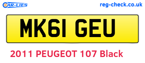 MK61GEU are the vehicle registration plates.