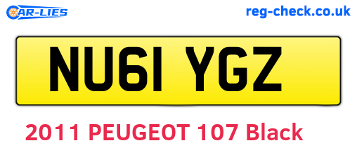 NU61YGZ are the vehicle registration plates.