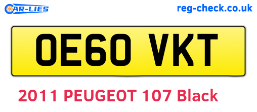 OE60VKT are the vehicle registration plates.