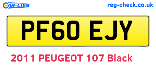 PF60EJY are the vehicle registration plates.