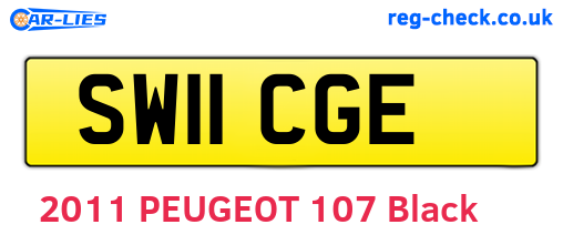 SW11CGE are the vehicle registration plates.