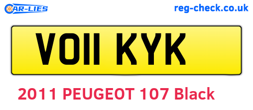 VO11KYK are the vehicle registration plates.