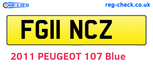 FG11NCZ are the vehicle registration plates.