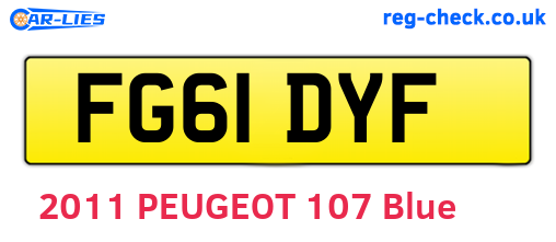 FG61DYF are the vehicle registration plates.