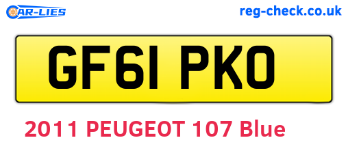 GF61PKO are the vehicle registration plates.