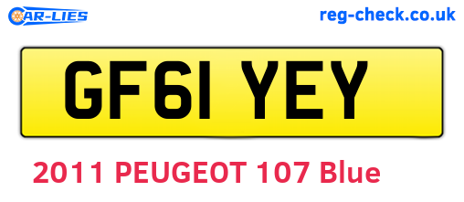 GF61YEY are the vehicle registration plates.