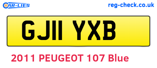 GJ11YXB are the vehicle registration plates.