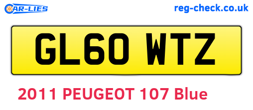 GL60WTZ are the vehicle registration plates.