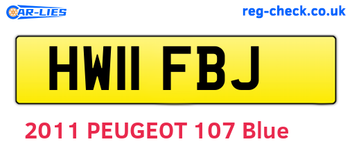 HW11FBJ are the vehicle registration plates.