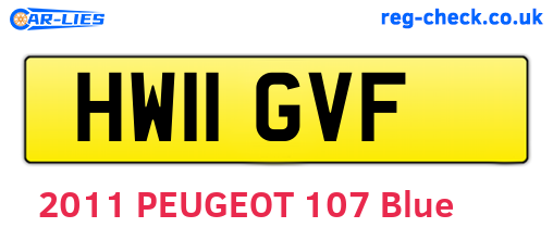 HW11GVF are the vehicle registration plates.