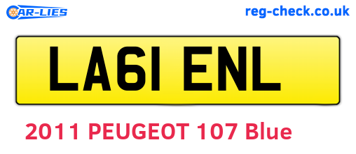 LA61ENL are the vehicle registration plates.