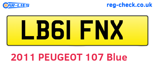LB61FNX are the vehicle registration plates.