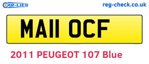 MA11OCF are the vehicle registration plates.