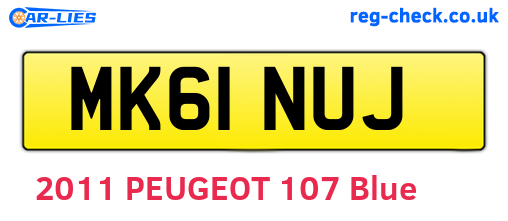 MK61NUJ are the vehicle registration plates.