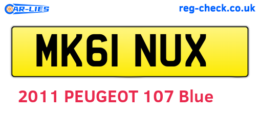 MK61NUX are the vehicle registration plates.