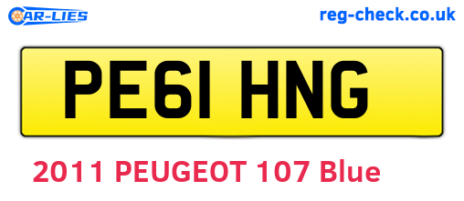 PE61HNG are the vehicle registration plates.