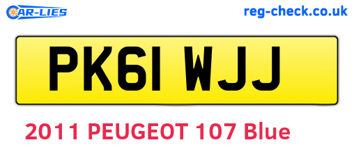 PK61WJJ are the vehicle registration plates.