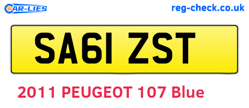 SA61ZST are the vehicle registration plates.