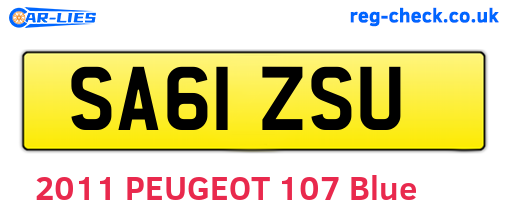 SA61ZSU are the vehicle registration plates.