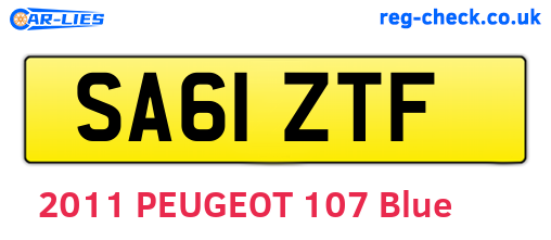 SA61ZTF are the vehicle registration plates.