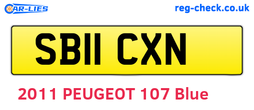 SB11CXN are the vehicle registration plates.