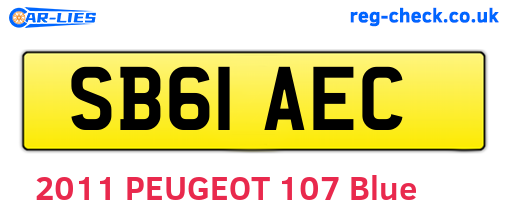 SB61AEC are the vehicle registration plates.