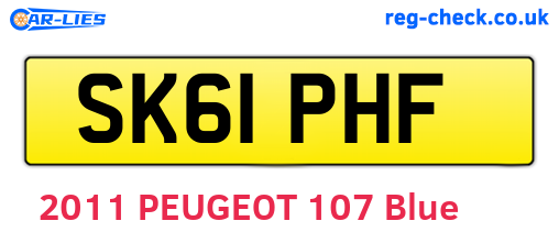 SK61PHF are the vehicle registration plates.
