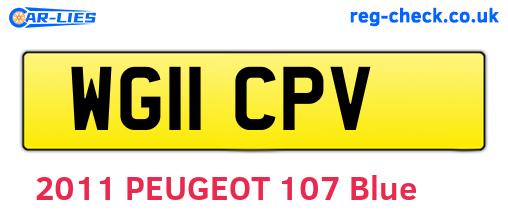 WG11CPV are the vehicle registration plates.