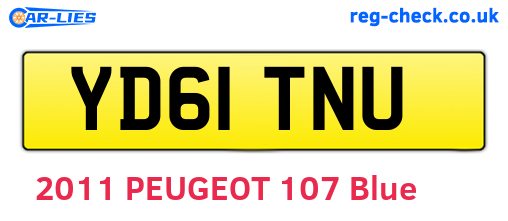 YD61TNU are the vehicle registration plates.