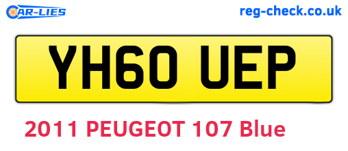 YH60UEP are the vehicle registration plates.