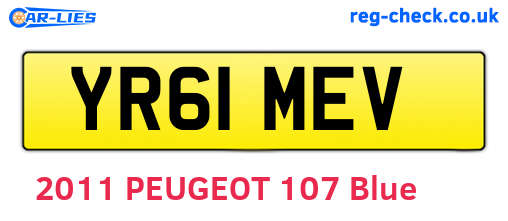 YR61MEV are the vehicle registration plates.