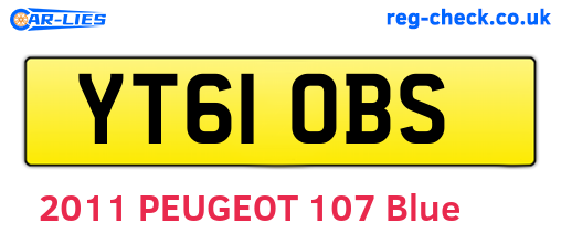 YT61OBS are the vehicle registration plates.