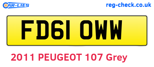 FD61OWW are the vehicle registration plates.