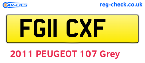 FG11CXF are the vehicle registration plates.