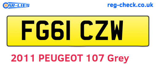 FG61CZW are the vehicle registration plates.