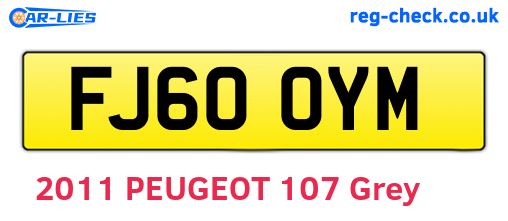 FJ60OYM are the vehicle registration plates.
