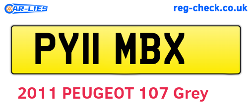 PY11MBX are the vehicle registration plates.