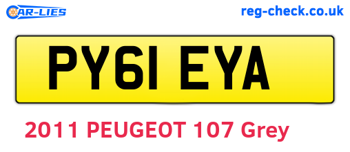 PY61EYA are the vehicle registration plates.