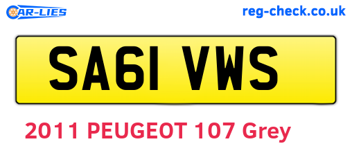 SA61VWS are the vehicle registration plates.