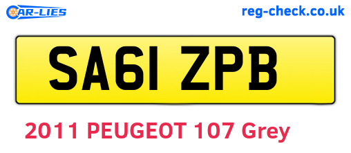 SA61ZPB are the vehicle registration plates.