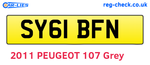 SY61BFN are the vehicle registration plates.
