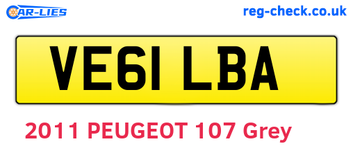 VE61LBA are the vehicle registration plates.