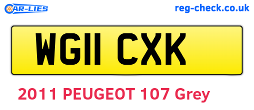 WG11CXK are the vehicle registration plates.