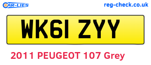 WK61ZYY are the vehicle registration plates.