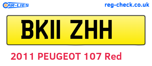 BK11ZHH are the vehicle registration plates.
