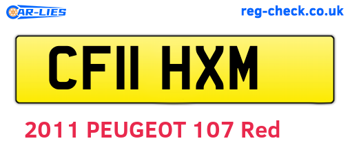 CF11HXM are the vehicle registration plates.