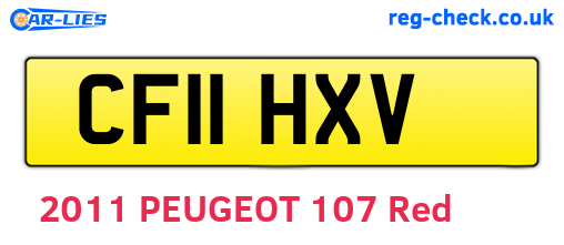 CF11HXV are the vehicle registration plates.