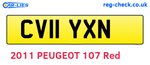 CV11YXN are the vehicle registration plates.